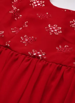 Red Georgette Embroidered Maxi Dress Festive Wear -Mahra Clothing Shop Red Georgette Embroidered Maxi Dress DRBS02211085 rrc1