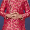 Red Heavy Silk Indowestern Sherwani Wedding Wear
