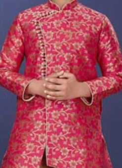 Red Heavy Silk Indowestern Sherwani Wedding Wear