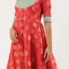Red Jacquard N Sea Green Anarkali Suit Festive Wear