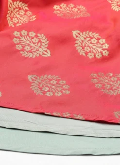 Red Jacquard N Sea Green Anarkali Suit Festive Wear -Mahra Clothing Shop Red Jacquard N Sea Green Anarkali Suit SLBS02204846 rrc3