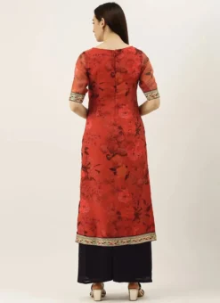 Teen Girls Red Printed Organza Calf Length Kurta Set After Six Wear 7 Teen Girls Red Printed Organza Calf Length Kurta Set After Six Wear -Mahra Clothing Shop Red Printed Organza Calf Length Kurta Set KSBS02104249 b 1