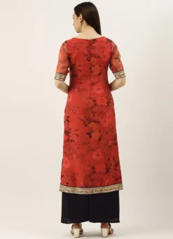 Red Printed Organza Calf Length Top Festive Wear 11 Red Printed Organza Calf Length Top Festive Wear -Mahra Clothing Shop Red Printed Organza Calf Length Top KRBS02307700 b