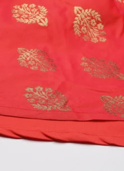 Red Taffeta Jacquard Half Circular Dress Festive Wear -Mahra Clothing Shop Red Taffeta Jacquard Half Circular Dress DRBS02204664 rrc3