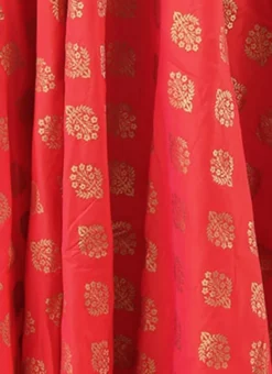 Red Taffeta Jacquard Half Circular Dress Festive Wear -Mahra Clothing Shop Red Taffeta Jacquard Half Circular Dress DRBS02204664 rrc4