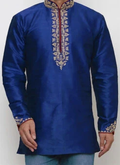 Royal Blue Art Silk Embroidered Kurta