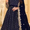 Royal Blue Georgette Mirror Embroidered Anarkali Suit Party Wear