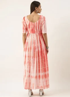 Rust Color Tie Dye Maxi Dress After Six Wear -Mahra Clothing Shop Rust Color Tie Dye Maxi Dress DRBS02202354 b 1