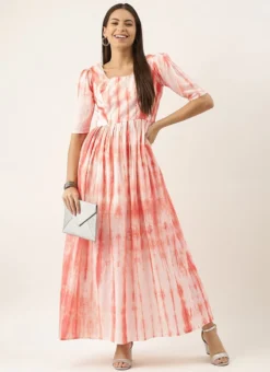 Rust Color Tie Dye Maxi Dress After Six Wear -Mahra Clothing Shop Rust Color Tie Dye Maxi Dress DRBS02202354 u 1