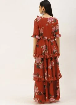 Rust Georgette Digital Printed Gown After Six Wear 11 Rust Georgette Digital Printed Gown After Six Wear -Mahra Clothing Shop Rust Georgette Digital Printed Gown DRBS02206242 b