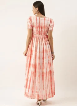 Rust Tie N Dye Dress After Six Wear -Mahra Clothing Shop Rust Tie N Dye Dress DRBS02202393 b