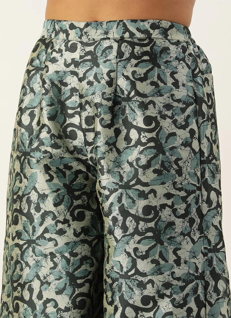 Top From Sage Green Art Silk Digital Printed Co Ords Set After Six Wear 7 Top From Sage Green Art Silk Digital Printed Co Ords Set After Six Wear - Image 7