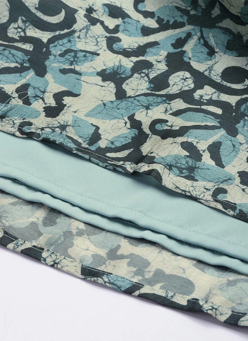 Top From Sage Green Art Silk Digital Printed Co Ords Set After Six Wear 8 Top From Sage Green Art Silk Digital Printed Co Ords Set After Six Wear - Image 8