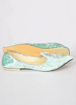Sea Green Velvet Hand Work Mojri -Mahra Clothing Shop Sea Green Velvet Hand Work Mojri MFWMRG8 b