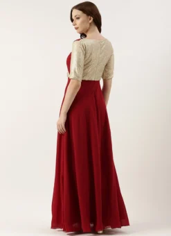 Teen Girls Silver Embroidered N Overlapping Style Gown Festive Wear -Mahra Clothing Shop Silver Embroidered N Overlapping Style Gown IWBS02301750 b