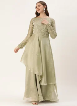 Teen Girls Silver Embroidered Jimmy Choo Layered Gown Party Wear 6 Teen Girls Silver Embroidered Jimmy Choo Layered Gown Party Wear -Mahra Clothing Shop Silver Embroidered Organza Layered Gown IWBS02306369 u