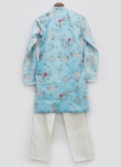 Sky Blue Cotton Gota N Printed Kurta Pyjama -Mahra Clothing Shop Sky Blue Cotton Gota N Printed Kurta Pyjama KDBDFK2134 b