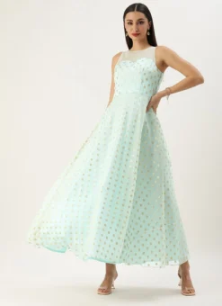 Sky Blue Organza Jacquard Dress Festive Wear -Mahra Clothing Shop Sky Blue Organza Jacquard Dress DRBS02303569 u