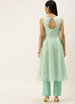 Sky Blue Organza Jacquard Kurta Set Festive Wear -Mahra Clothing Shop Sky Blue Organza Jacquard Kurta set KSBS02205930 b