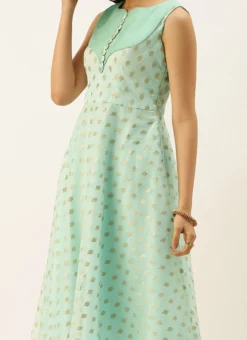 Sky Blue Organza Jacquard Kurta Set Festive Wear