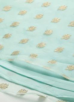 Sky Blue Organza Jacquard Kurta Set Festive Wear -Mahra Clothing Shop Sky Blue Organza Jacquard Kurta set KSBS02205930 rrc4