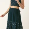 Teen Girls Teal Blue Georgette Embroidered Co Ord Set Festive Wear