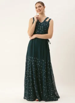 Teen Girls Teal Blue Georgette Embroidered Co Ord Set Festive Wear -Mahra Clothing Shop Teal Blue Georgette Embroidered Co ord Set IWBS02305160 u 1