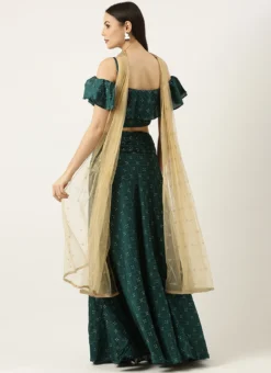 Teal Green Art Silk Foil Print Lehenga Set Festive Wear -Mahra Clothing Shop Teal Green Art Silk Foil Print Lehenga Set GHBS02301053 b