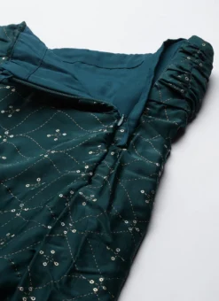 Teal Green Art Silk Foil Print Lehenga Set Festive Wear -Mahra Clothing Shop Teal Green Art Silk Foil Print Lehenga Set GHBS02301053 rrc2