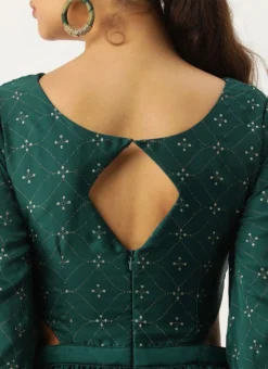 Teal Green Art Silk Foil Printed Maxi Dress Festive Wear -Mahra Clothing Shop Teal Green Art Silk Foil Printed Maxi Dress DRBS02211113 rrc2