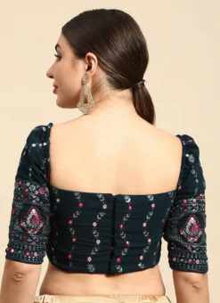 Teal Green Embroidered Blouse Festive Wear -Mahra Clothing Shop Teal Green Embroidered Blouse BLBS02306299 b