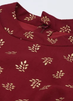 Teen Girls Beige N Maroon Halter Neck Style Kurta Set Festive Wear -Mahra Clothing Shop Teen Girls Beige N Maroon Halter Neck Style Kurta Set TGKSBS02102847 rrc1