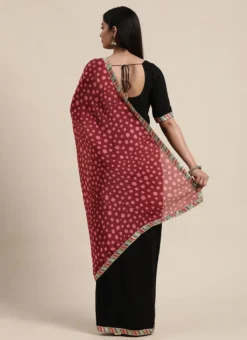 Teen Girls Black N Maroon Blouse N Saree Set Party Wear -Mahra Clothing Shop Teen Girls Black N Maroon Blouse N Saree Set TGSABS02104232 b