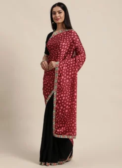 Teen Girls Black N Maroon Blouse N Saree Set Party Wear -Mahra Clothing Shop Teen Girls Black N Maroon Blouse N Saree Set TGSABS02104232 u