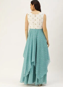 Teen Girls Blue N White Georgette Handkerchief Style Gown Festive Wear -Mahra Clothing Shop Teen Girls Blue N White Georgette Handkerchief Style Gown TGIWBS02104142 b