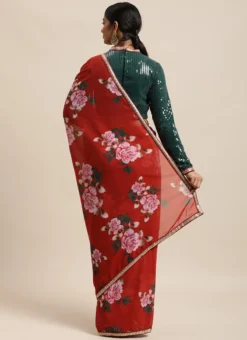 Teen Girls Green Blouse N Rust Digital Printed Saree Festive Wear 7 Teen Girls Green Blouse N Rust Digital Printed Saree Festive Wear -Mahra Clothing Shop Teen Girls Green Blouse N Rust Digital Printed Saree TGSABS02104314 b