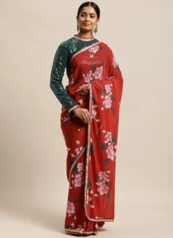 Teen Girls Green Blouse N Rust Digital Printed Saree Festive Wear 6 Teen Girls Green Blouse N Rust Digital Printed Saree Festive Wear -Mahra Clothing Shop Teen Girls Green Blouse N Rust Digital Printed Saree TGSABS02104314 u