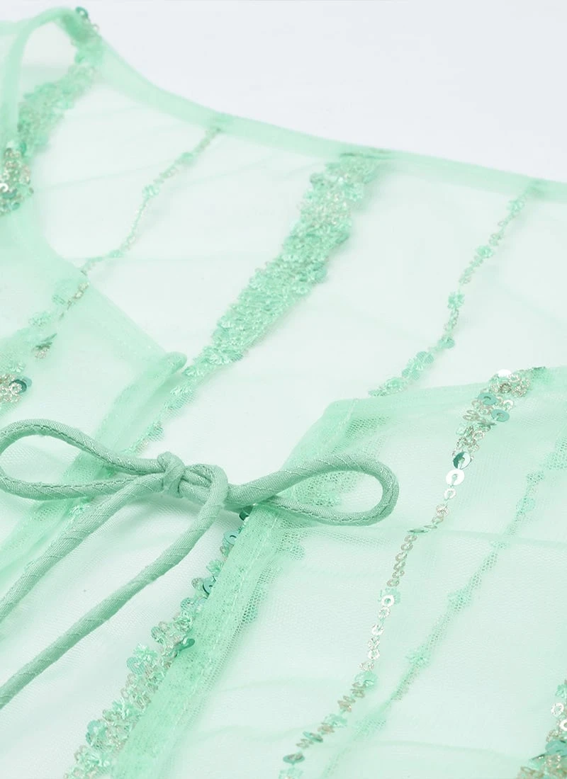 Teen Girls Green Embroidered Jacket Style Wide Leg Pant Set Festive Wear 7 Teen Girls Green Embroidered Jacket Style Wide Leg Pant Set Festive Wear - Image 7