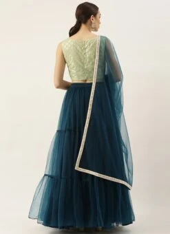 Teen Girls Green Georgette Sequins N Blue Net Lehenga Festive Wear 7 Teen Girls Green Georgette Sequins N Blue Net Lehenga Festive Wear -Mahra Clothing Shop Teen Girls Green Georgette Sequins N Blue Net Lehenga TGGHBS02104306 b