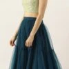 Teen Girls Green Georgette Sequins N Blue Net Lehenga Festive Wear