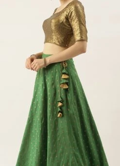 Teen Girls Green N Brown Sequins Lehenga Set Festive Wear
