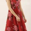 Teen Girls Rust Georgette Digital Printed Ruffle Neck Gown Party Wear