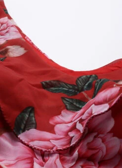 Teen Girls Rust Georgette Digital Printed Ruffle Neck Gown Party Wear -Mahra Clothing Shop Teen Girls Rust Georgette Digital Printed Ruffle Neck Gown TGIWBS02104207 rrc1