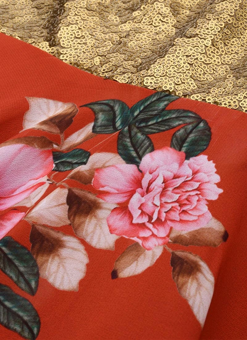 Teen Girls Rust N Brown Georgette Handkerchief Style Gown Festive Wear 5 Teen Girls Rust N Brown Georgette Handkerchief Style Gown Festive Wear - Image 5