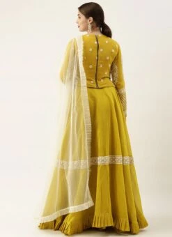Teen Girls Yellow Embroidered Pleated Style Lehenga Festive Wear -Mahra Clothing Shop Teen Girls Yellow Embroidered Pleated Style Lehenga TGGHBS02102939 b