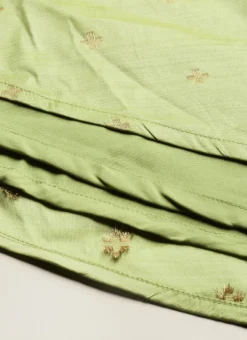 Pista Green High N Low Pleated Yoke Dress Festive Wear -Mahra Clothing Shop Turquoise High N Low Pleated Yoke Dress DRBS02108657 rrc2 1