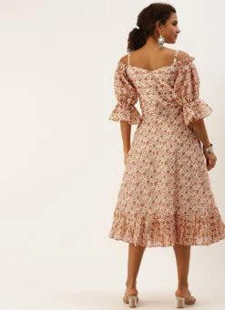 White Art Silk Digital Printed Maxi Dress After Six Wear -Mahra Clothing Shop White Art Silk Digital Printed Maxi Dress DRBS02209823 b