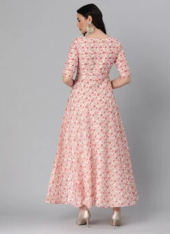 White Art Silk Printed Crisscross Dress Festive Wear -Mahra Clothing Shop White Art Silk Printed Crisscross Dress DRBS02205031 b