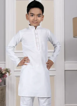 White Cotton Embroidered Kurta Pyjama Party Wear -Mahra Clothing Shop White Cotton Embroidered Kurta Pyjama KDMRG13022 b