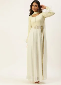 Teen Girls White Embroidered Anarkali Suit Festive Wear -Mahra Clothing Shop White Embroidered Anarkali Suit SLBS02205043 u